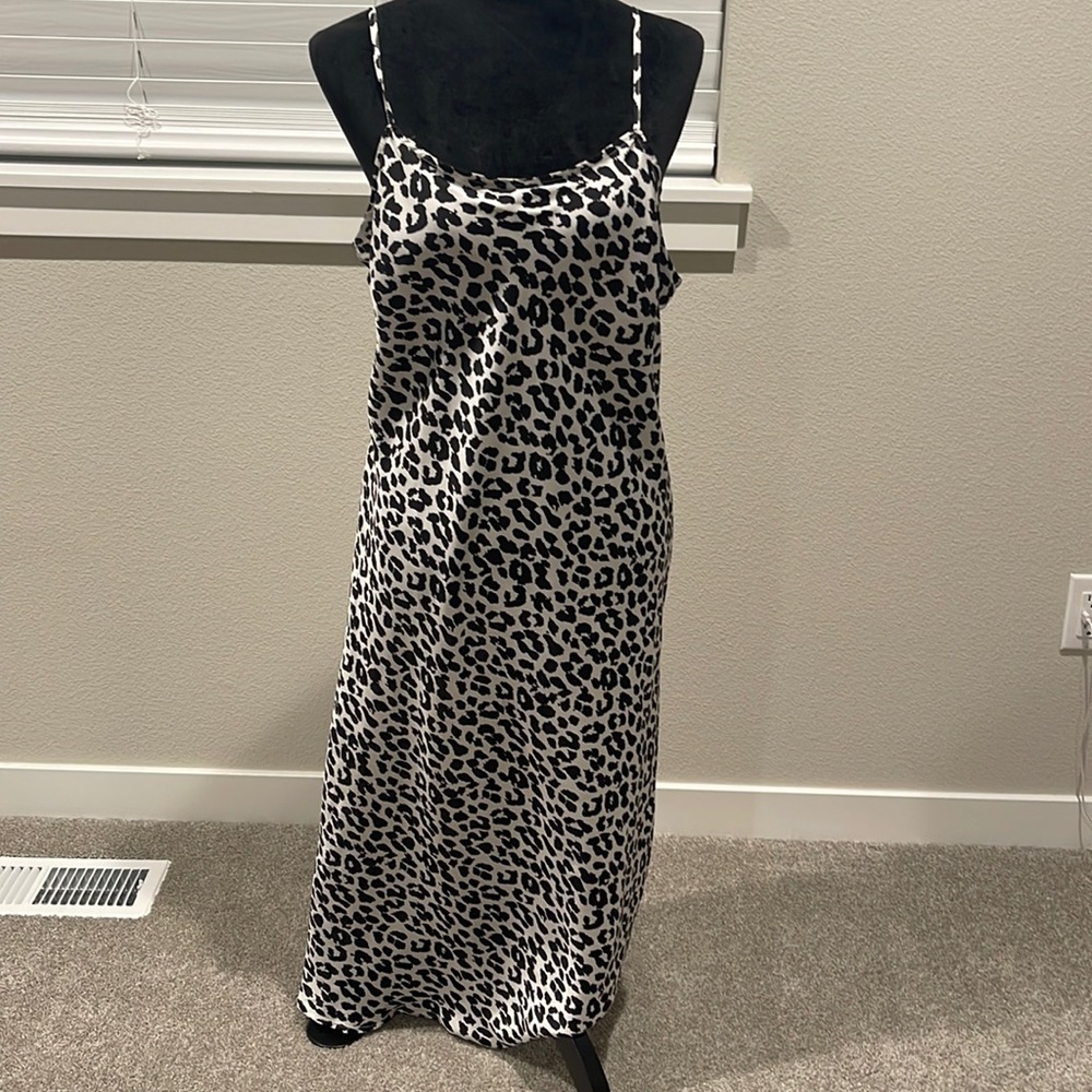 Black and White Leopard Slip Dress